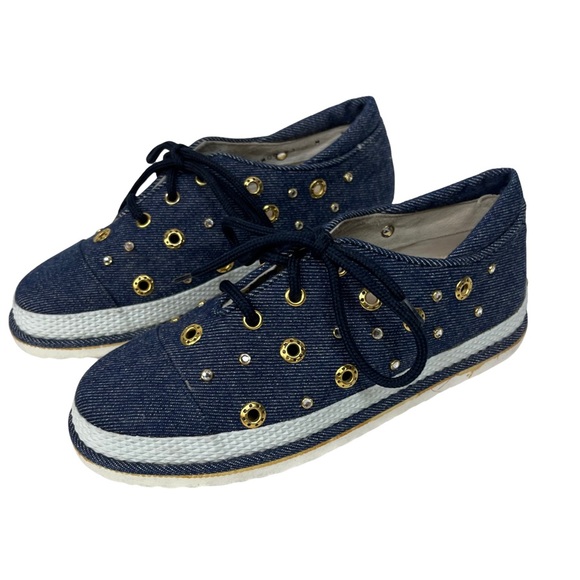 Stuart Weitzman Shoes - Stuart Weitzman Women’s Denim Sneaker Bedazzled Rhinestone Size 7